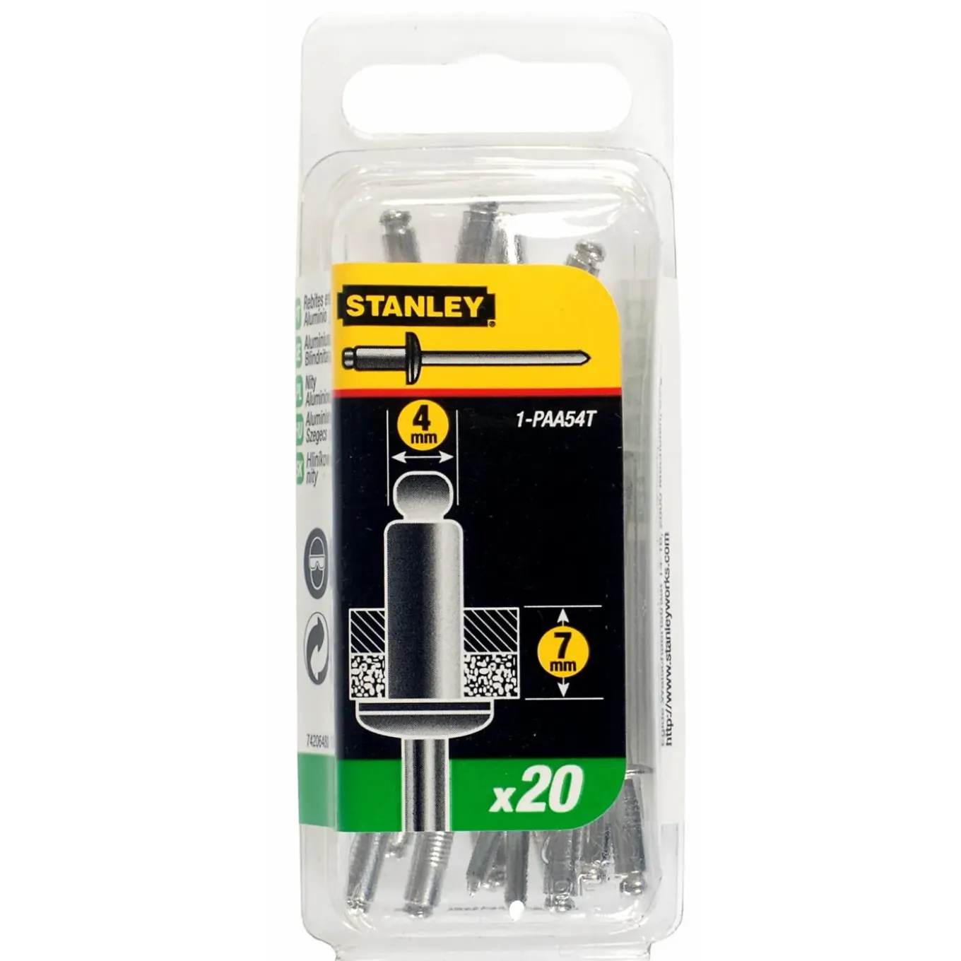 Stanley popnagels 4x7mm - 20 stuks