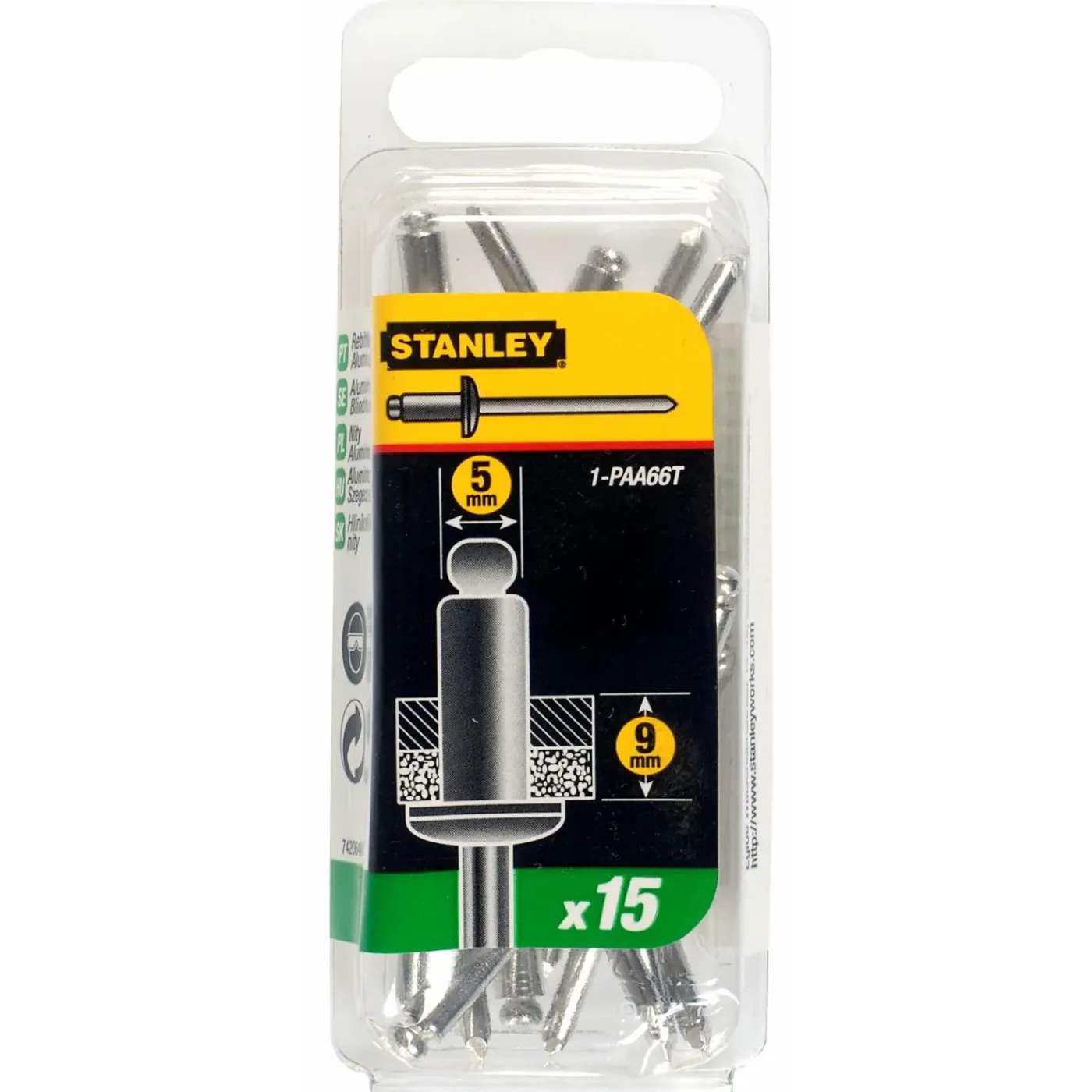 Stanley popnagels 5x9mm - 15 stuks