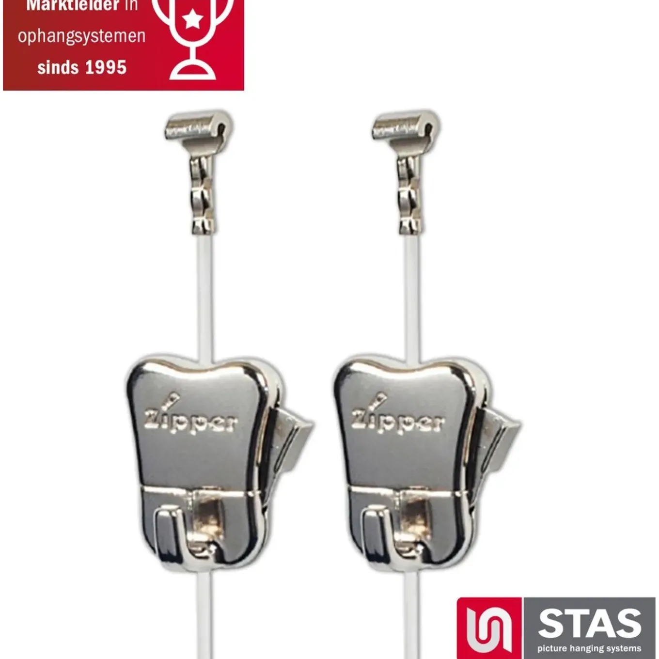 STAS Ophangsysteem Cobra + Perlon Koord - 150 cm + Zipper (2 stuks)