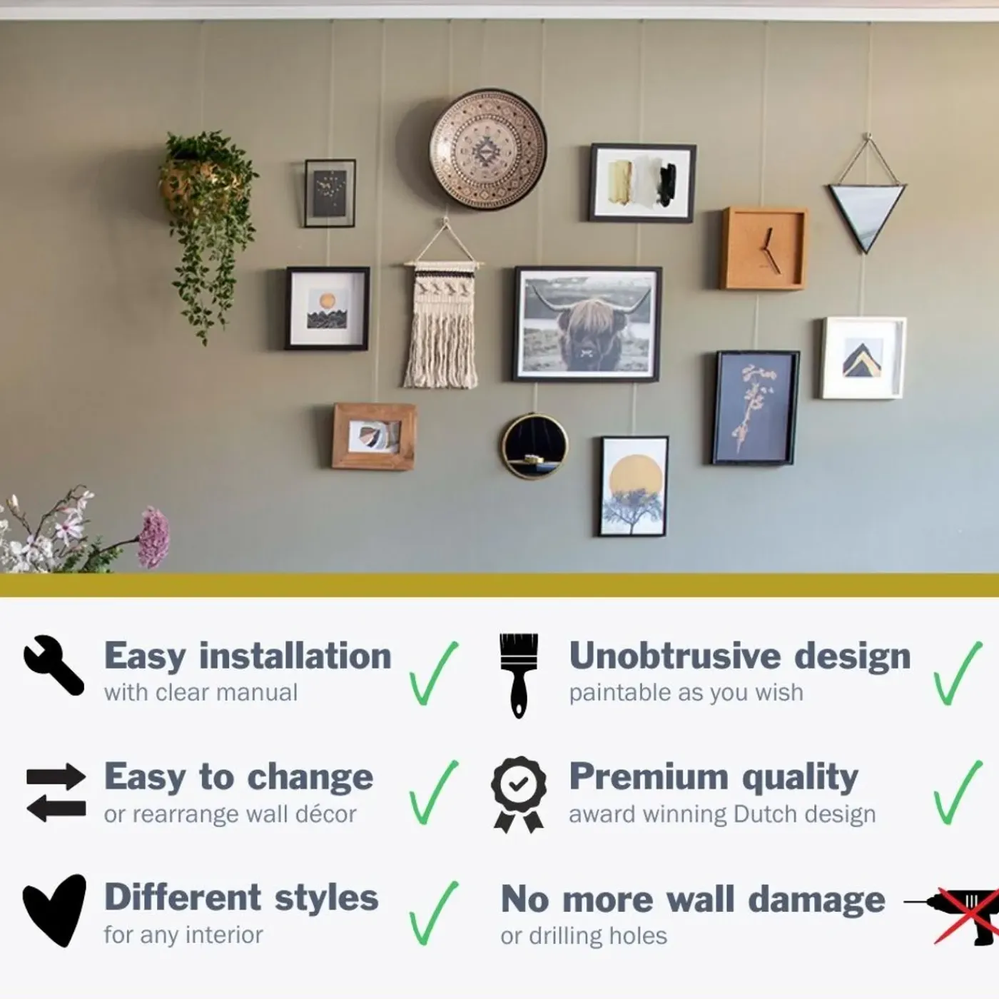 STAS picture hanging systems Stas Perlon Koord Met Lus (set Van 5 Stuks) - 200cm