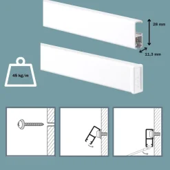 STAS Schilderijrail - Ophangsysteem Schilderijen - Cliprail Pro - Wit -150 cm - Complete Kit