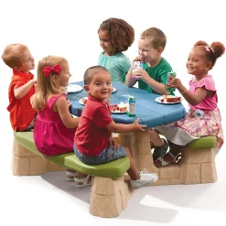 Kinderen Step2 Naturally Playful Picknicktafel 182cm Kunststof Bruin