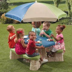Kinderen Step2 Naturally Playful Picknicktafel 182cm Kunststof Bruin