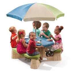 Kinderen Step2 Naturally Playful Picknicktafel 182cm Kunststof Bruin