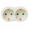 Stopcontact Splitter 2 Voudig Wit Horizontaal Met Randaarde - 41259
