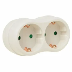 Stopcontact Splitter 2 Voudig Wit Horizontaal Met Randaarde - 41259