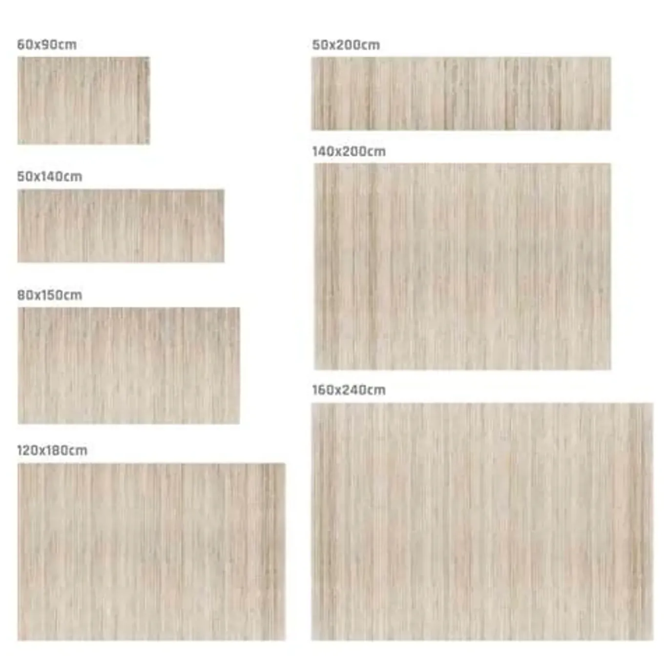 Storesdeco Natuurlijke Bamboe Vloerkleed, Antislip – Grijs Beige, 80x150cm