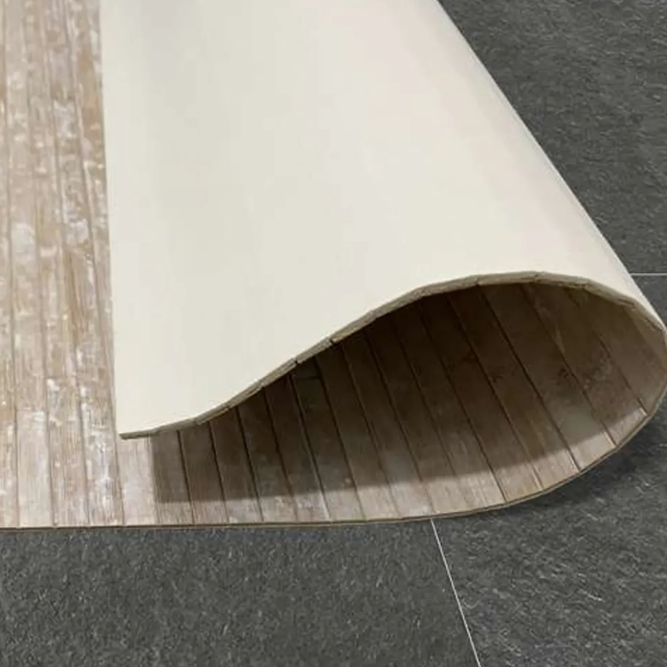 Storesdeco Natuurlijke Bamboe Vloerkleed, Antislip – Grijs Beige, 80x150cm