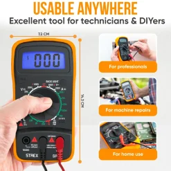 Strex Digitale Multimeter - Ac / Dc - Incl. 9v Batterij, Klemtangen & Opberghoes - Multi Meter
