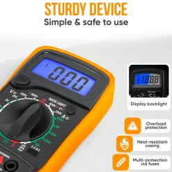 Strex Digitale Multimeter - Ac / Dc - Incl. 9v Batterij, Klemtangen & Opberghoes - Multi Meter
