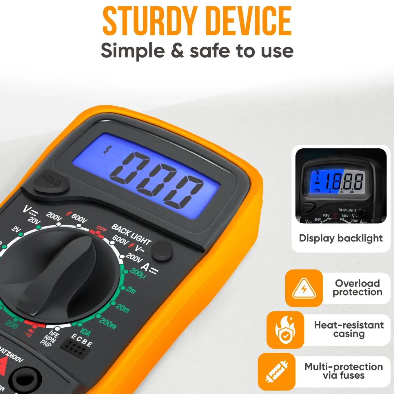Strex Digitale Multimeter - Ac / Dc - Incl. 9v Batterij, Klemtangen & Opberghoes - Multi Meter