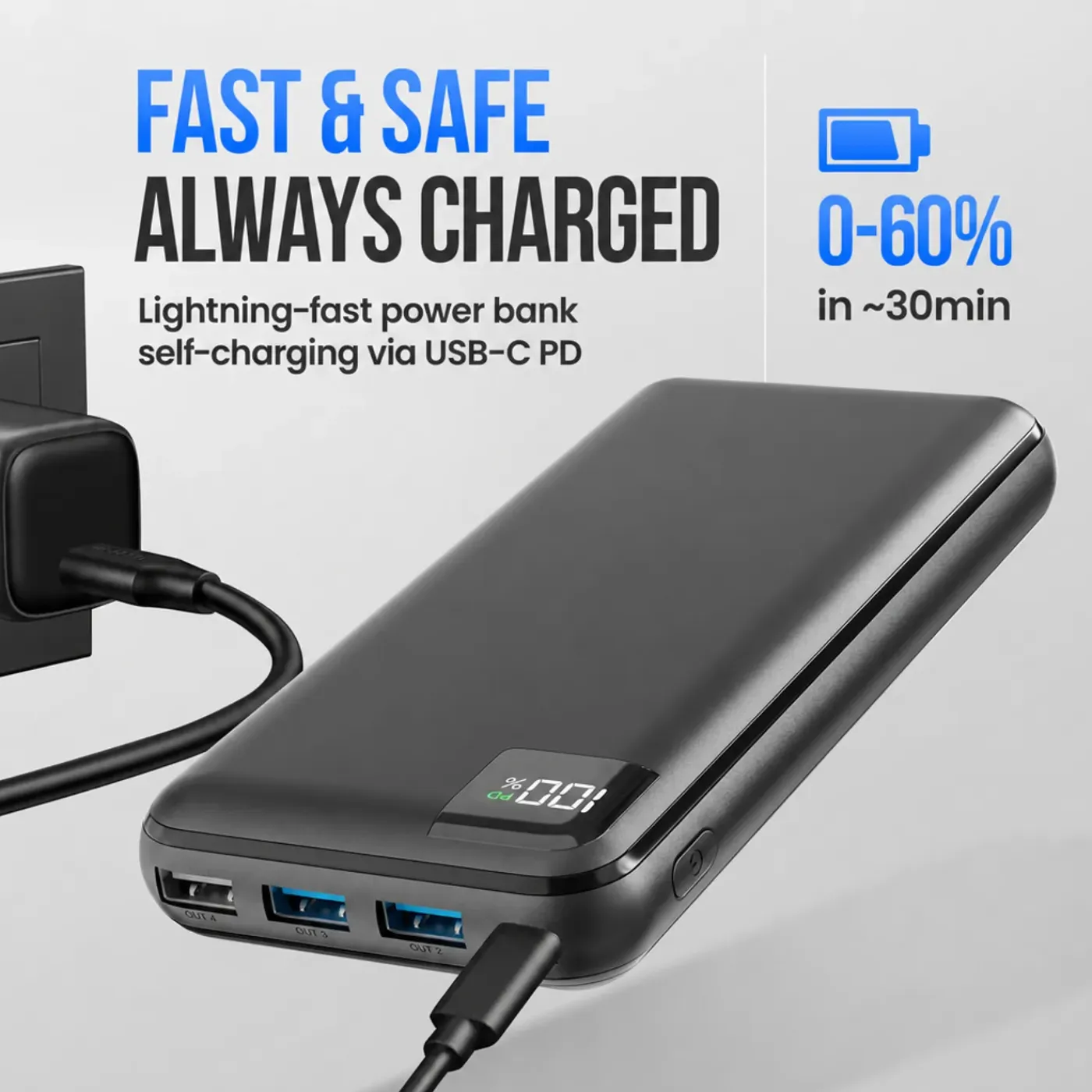 Strex Powerbank - 27.000 Mah - 22.5w Snellader - Usb-a/usb-c - O.a. Voor Iphone/samsung