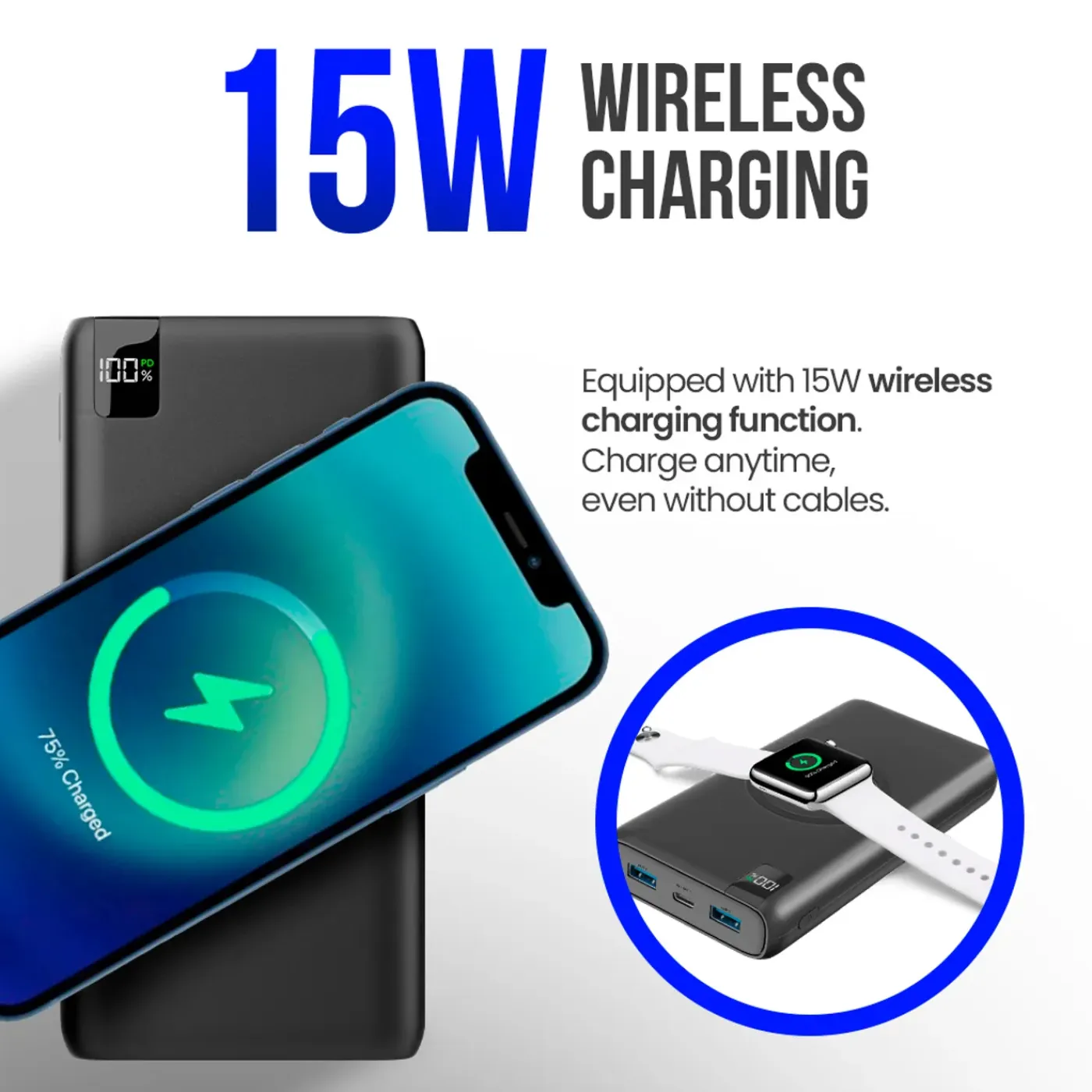 Strex Powerbank Met Draadloze Qi Snellader - 27.000 Mah - 22.5w - O.a. Voor Iphone/samsung