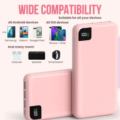 Strex Powerbank Roze - 27.000 Mah - 22.5w Snellader - Usb-a/usb-c - O.a. Voor Iphone/samsung
