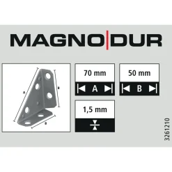 Suki metalen hoekplaat Magnodur 70x50mm