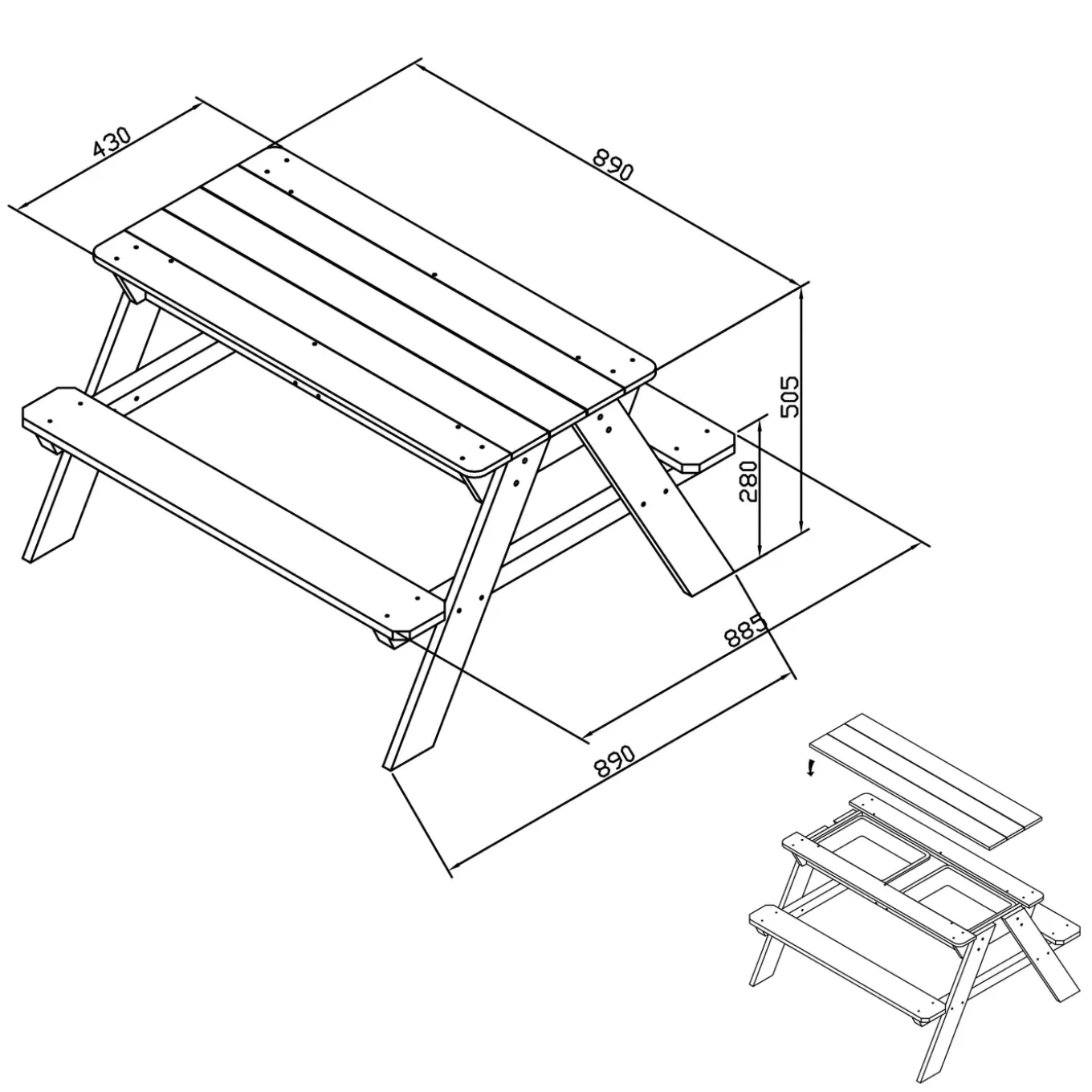 Sunny Dave Zand & Water Picknicktafel 110cm Hout Bruin