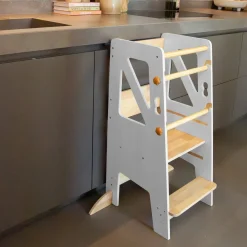 Sunny Liv Leertoren - Platform Met 3 Treden - Beige/wit - 44 X 40 X 90 Cm