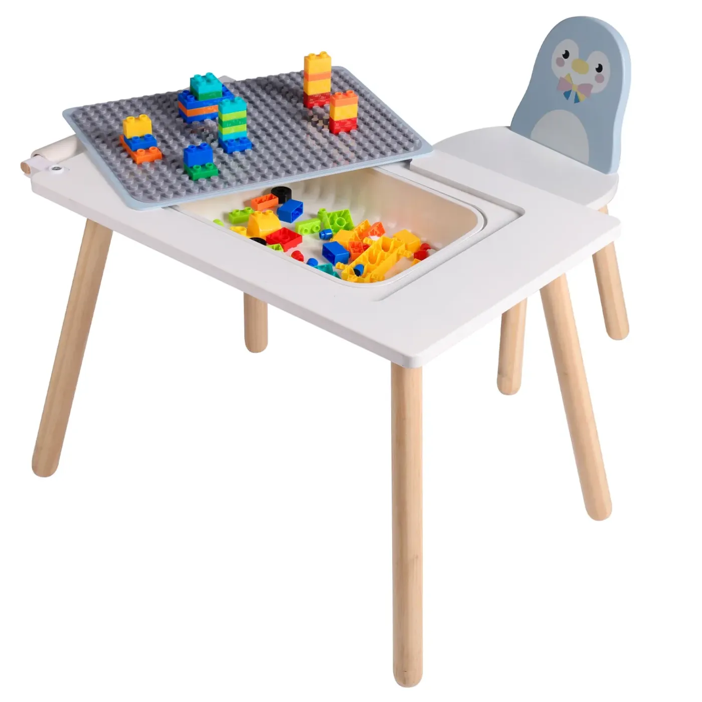 Sunny Pip Speeltafel Met Stoel Van Hout - Lichtblauw/wit