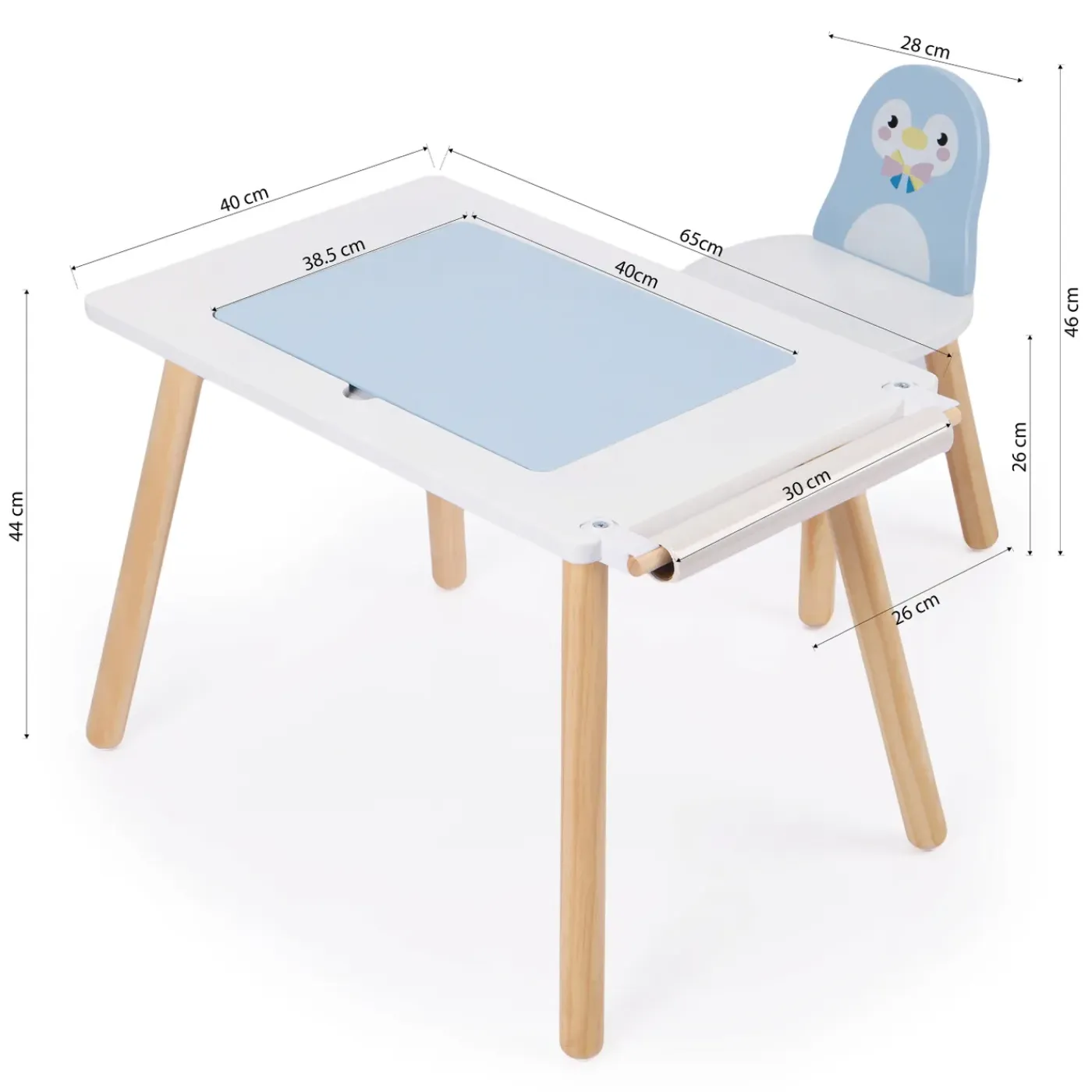 Sunny Pip Speeltafel Met Stoel Van Hout - Lichtblauw/wit