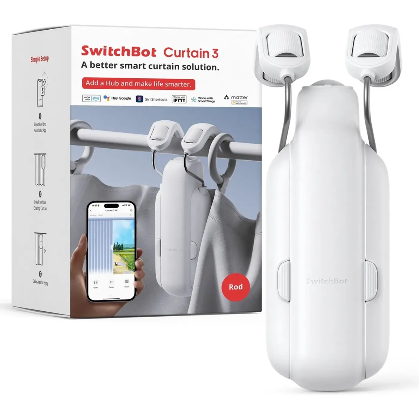 Overig SwitchBot slimme roede gordijnmotor Curtain Rod V3 wit
