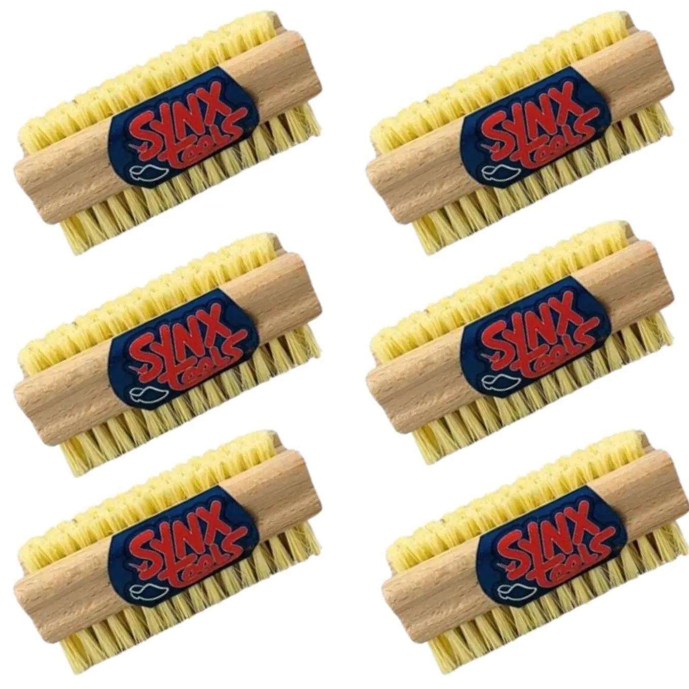 Synx Tools Nagelborstel hout set van 6 stuks - schrobborstels - nagel borstel - Voordeelverpakking