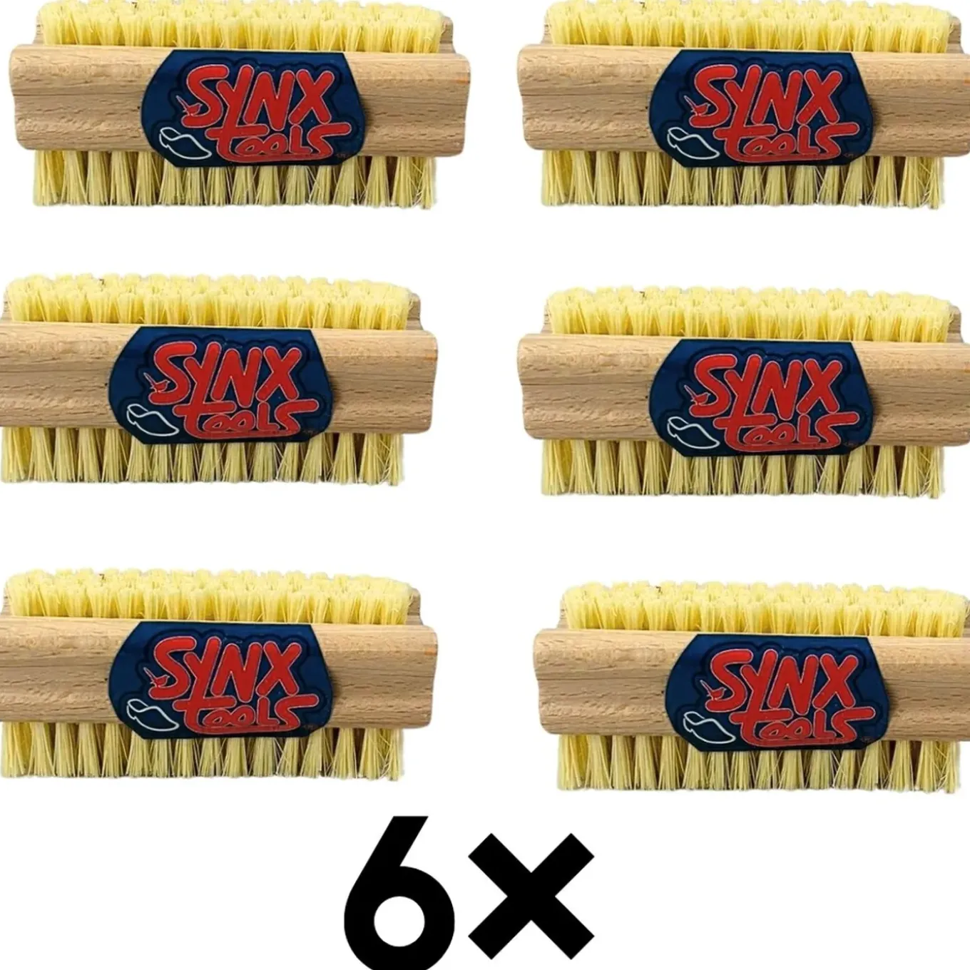 Synx Tools Nagelborstel hout set van 6 stuks - schrobborstels - nagel borstel - Voordeelverpakking