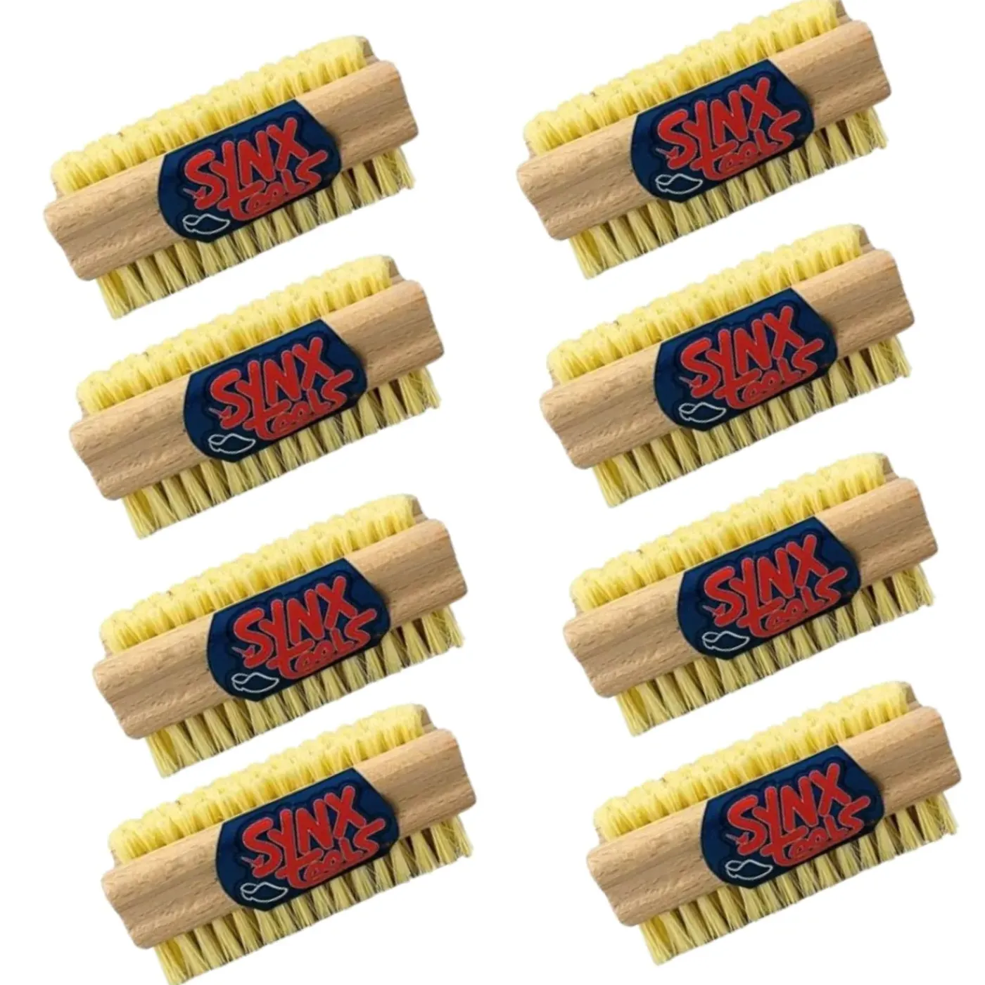 Synx Tools Nagelborstel hout set van 8 stuks - schrobborstels - nagel borstel- Voordeelverpakking