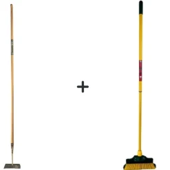 Synx Tools Rechte Schoffel 18cm + Klauwbezem 28cm-Met Steel 160cm-Telescopische steel 70 -140cm