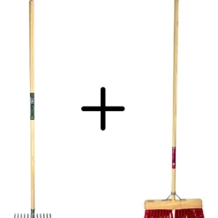 Synx Tools Tuinhark 8 Tanden Verzinkt + Nylon Prof Gemeente Bezem 45 Cm –hark Met Steel 150 Cm