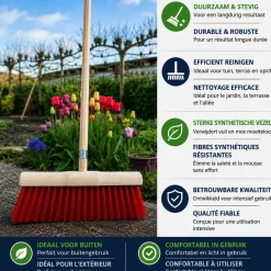 Synx Tools Tuinhark 8 Tanden Verzinkt + Nylon Prof Gemeente Bezem 45 Cm –hark Met Steel 150 Cm