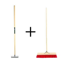 Synx Tools Tuinhark 10 Tanden verzinkt + Nylon Straatbezem 50 cm