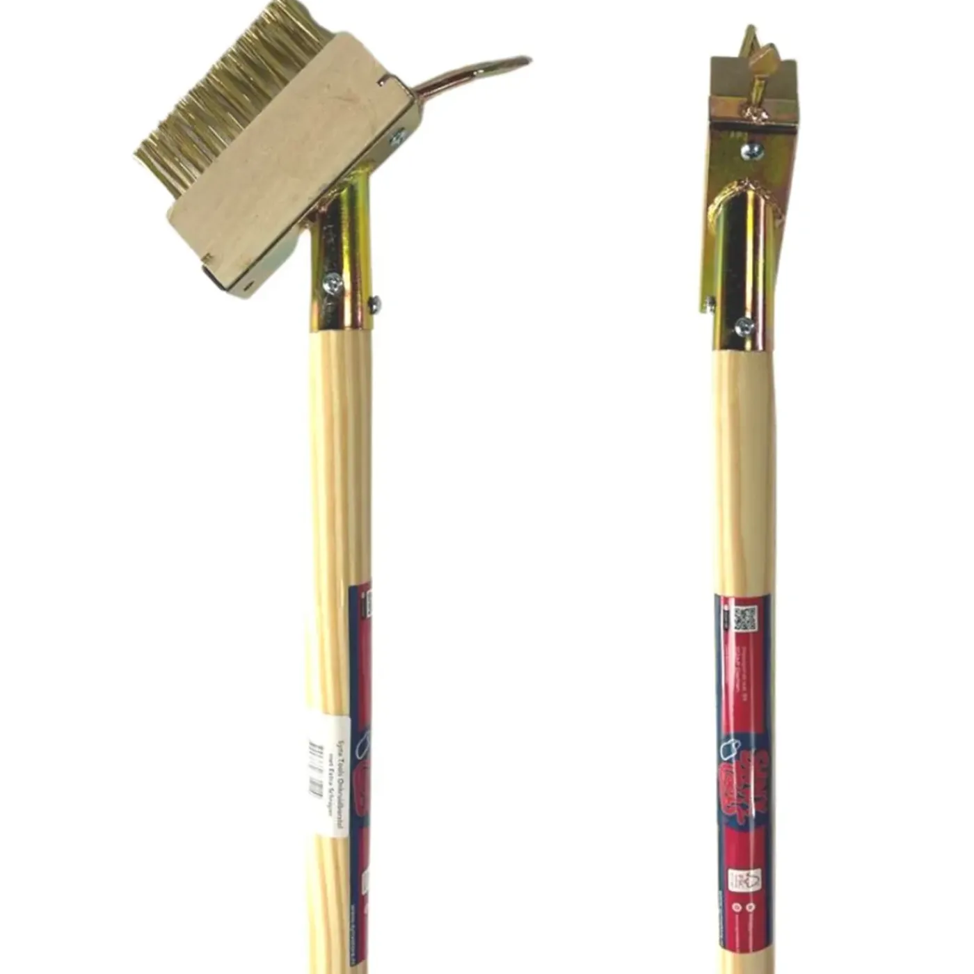 Synx Tools Voegenborstels onkruidborstel met steel 150 cm - Onkruidkrabber - Tuingereedschap