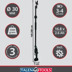 Talen Tools - Elektrische Snoeischaar - Telescopische Steel - Takkenschaar - Professioneel -