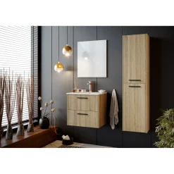 Talesa badmeubelset Sophia wastafelonderkast 60cm met kolomkast 180cm in eiken