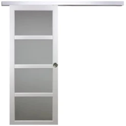 Tana Witte Glazen Schuifdeur H204 X L83 + Aluminium Rail En 2 Schelpen