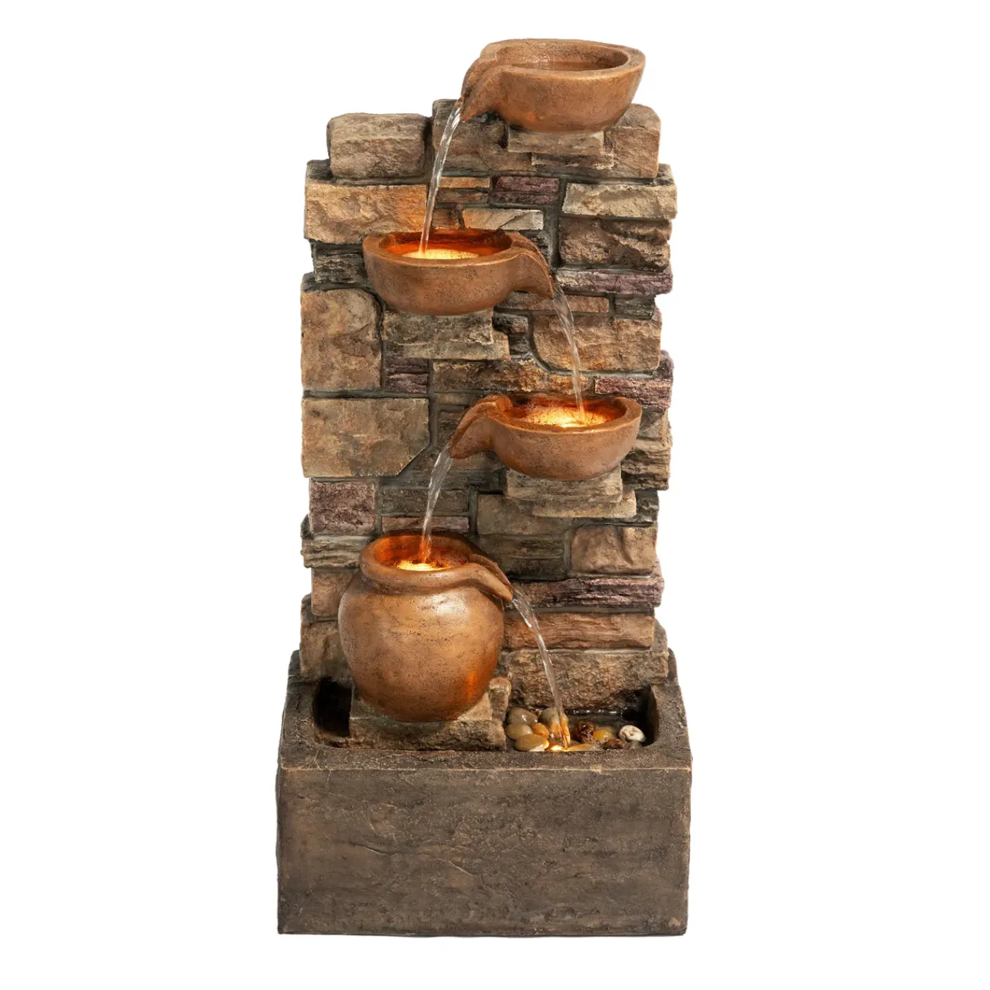 Teamson Home - Cascadefontein - 4 Niveaus - Bruin - Led - Tuin Buiten