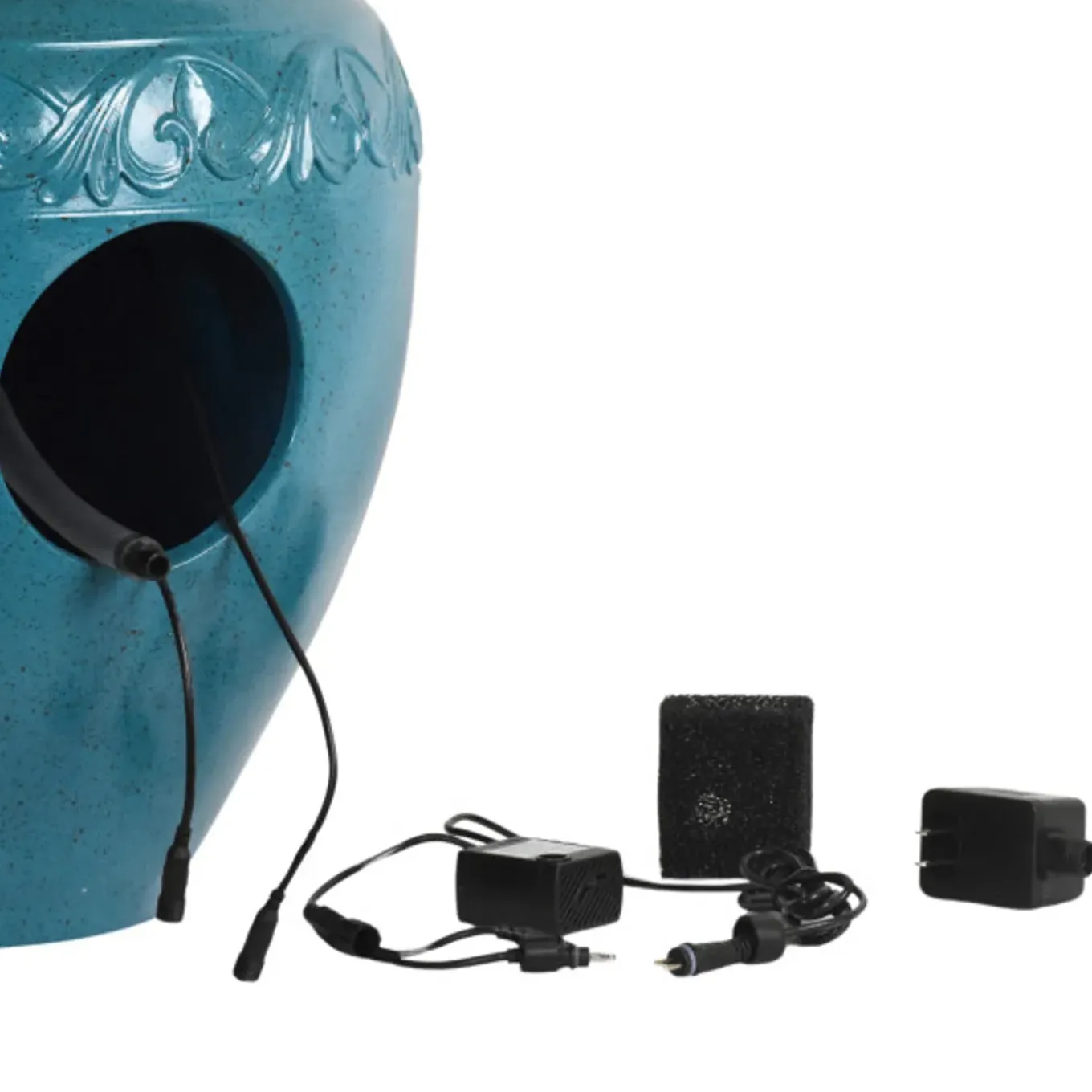 Teamson Home - Geglazuurde Pot Fontein - Led - Blauw Groen - Buiten