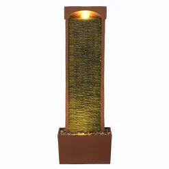 Teamson Home - Moderne Gebogen Fontein - Leisteen - Led - Rode Rots