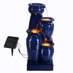 Teamson Home Waterornament Rj-23062n Kom Met 4 Niveaus Zonne-energie Marineblauw