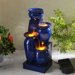 Teamson Home Waterornament Rj-23062n Kom Met 4 Niveaus Zonne-energie Marineblauw