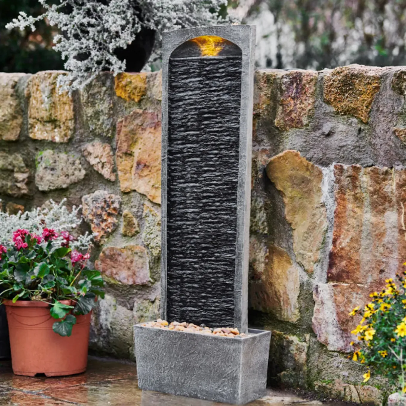 Teamson Home - Waterval Fontein - Led - Grijs - Buiten