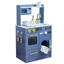 Teamson Kids - Blauwe Houten Speelkeuken Little Chef - Gootsteen, Tuin, Accessoires