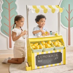 Teamson Kids - Houten Limonadekraam Sunny Citrus - 18 Accessoires, Geluiden, Rollenspel