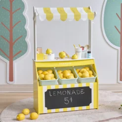 Teamson Kids - Houten Limonadekraam Sunny Citrus - 18 Accessoires, Geluiden, Rollenspel