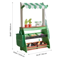 Teamson Kids - Houten Marktkraam Vermont - Met Krijtbord, Groenten En Accessoires