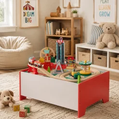 Teamson Kids - Houten Speeltafel - Met 6 Mini-games En Opbergruimte - Fantasiespel