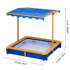 Teamson Kids Zandbak Tk-kf0003 Met Deksel, Draaibare Luifel & Verstelbare Hoogte