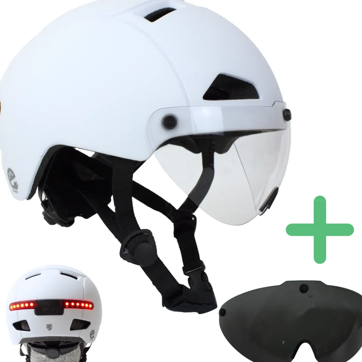 Technosafety Speed Pedelec Helm Wit Met Vizier En Verlichting - Nta 8776 - Maat L 58-61 Cm