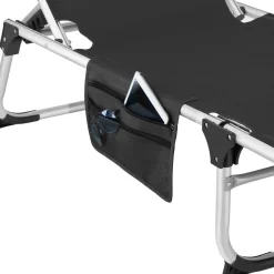 Tectake Aluminium Ligstoel Aurelie - Gestoffeerd - Opvouwbaar - Zwart