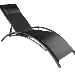 Tectake 2 Aluminium Ligstoelen - 5-traps - Set Van 2 - Zwart